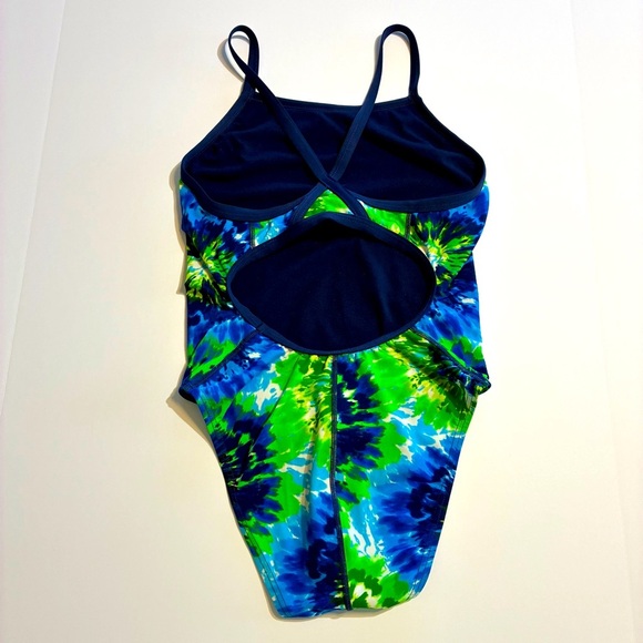 Speedo Endurance+ Flyback 1-Piece Women’s Swimsuit Blue Green Tie Dye 8/34 - Picture 4 of 7